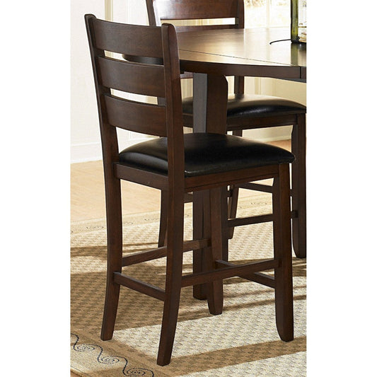 Benzara Dark Brown Wooden Counter Height Chair With Slatted Backs Set of Two