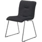 Benzara Dark Gray Fabric Tufted Metal Dining Chair With Sled Legs Support Set of Two