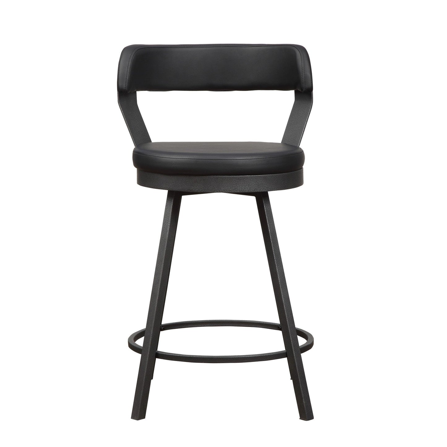 Benzara Dark Gray Leatherette Counter Height Chair With Metal Slanted Legs Set of Two