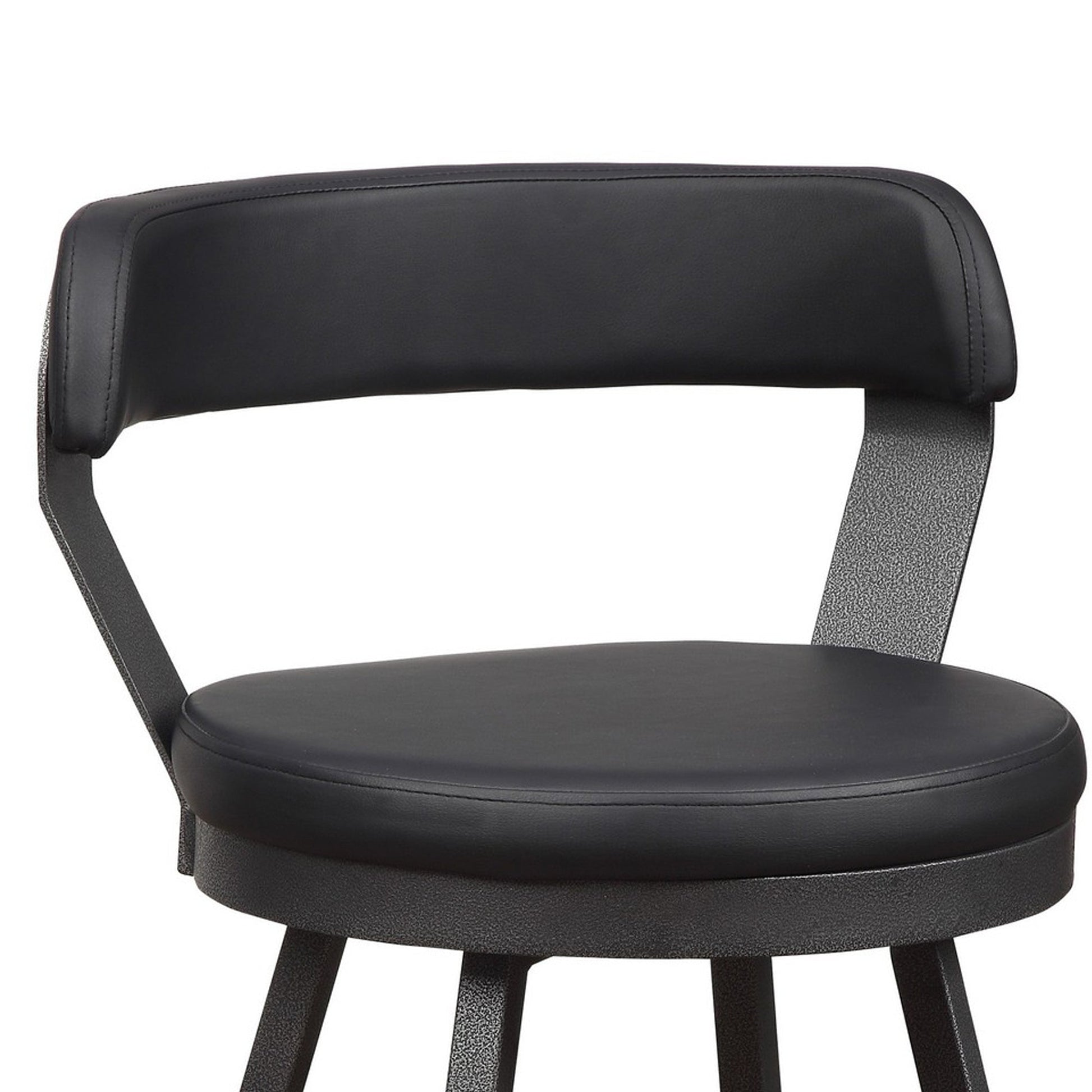 Benzara Dark Gray Leatherette Counter Height Chair With Metal Slanted Legs Set of Two