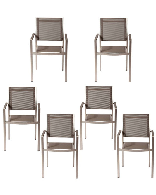 Benzara Gray Aluminium Frame Dining Chair Set of Six