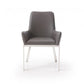 Benzara Gray Bonded Leather Dining Chair With Flared Armrest And Metal Legs