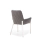 Benzara Gray Bonded Leather Dining Chair With Flared Armrest And Metal Legs