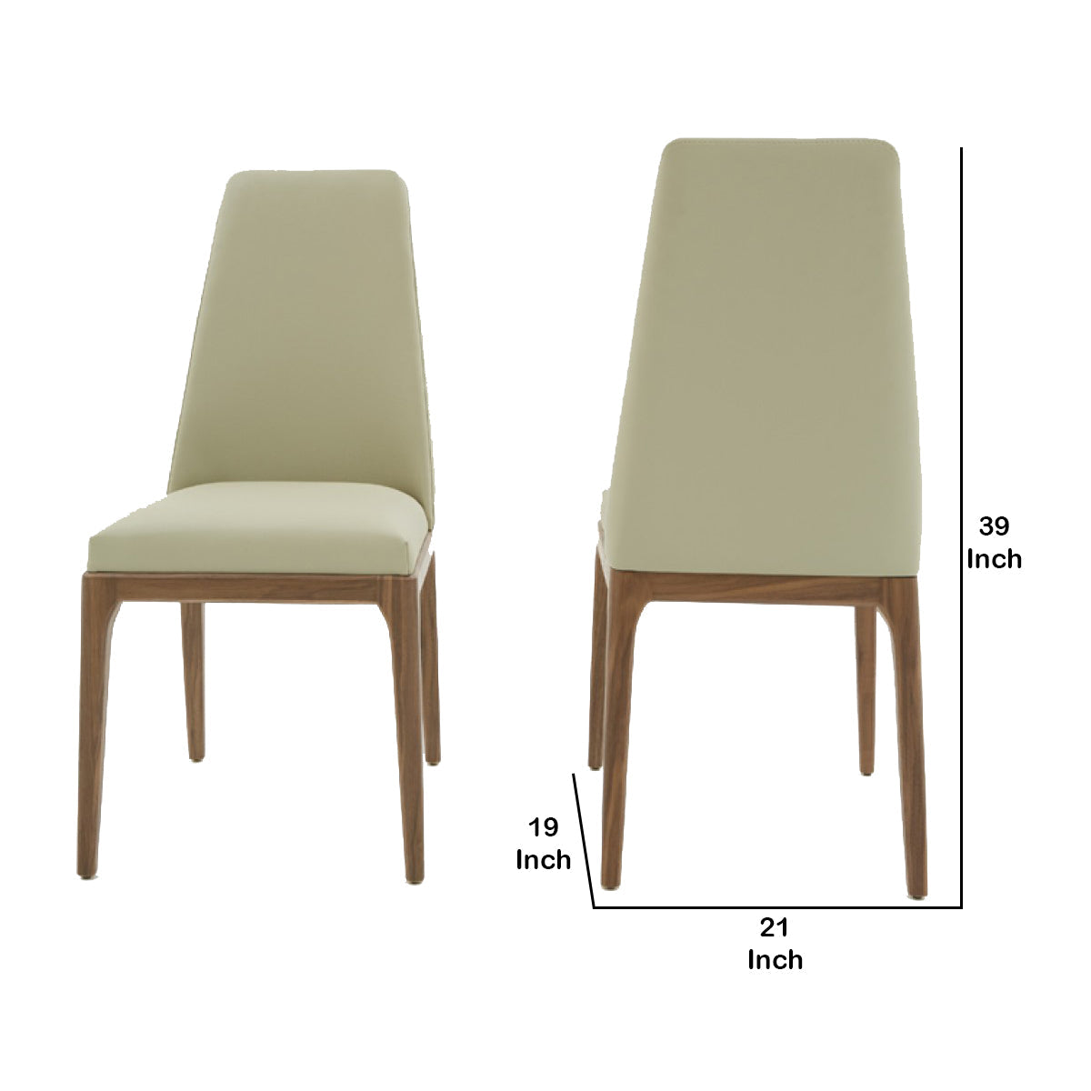 Benzara Gray, Brown Leatherette Dining Chair With Wooden Straight Legs Set of Two