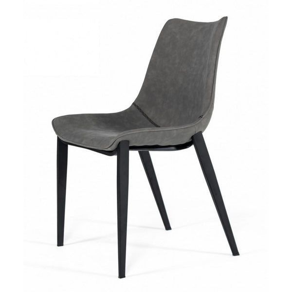 Benzara Gray Counter Leatherette Dining Chair With Angled Tapered Legs Set of Two