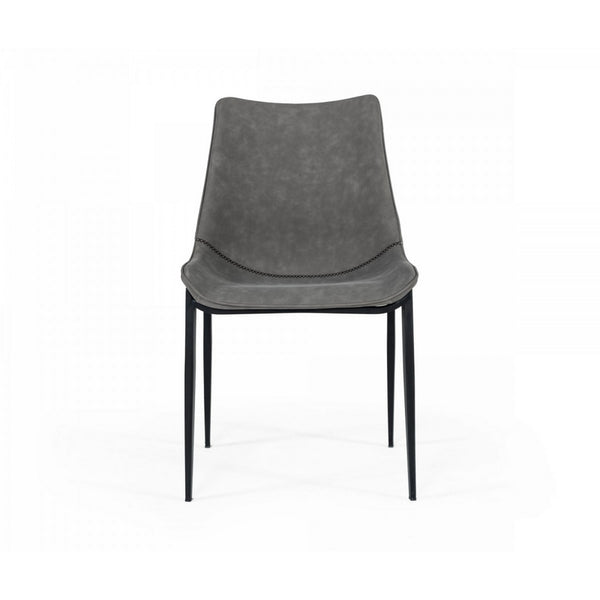 Benzara Gray Counter Leatherette Dining Chair With Angled Tapered Legs Set of Two