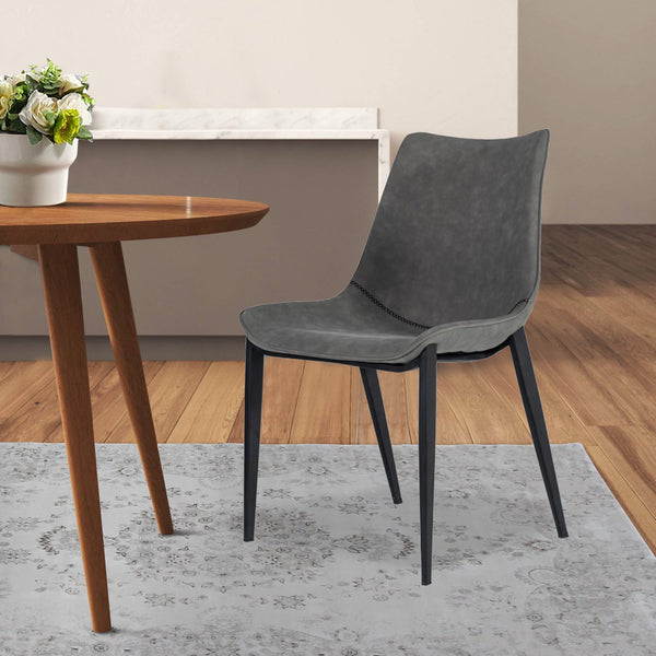 Benzara Gray Counter Leatherette Dining Chair With Angled Tapered Legs Set of Two