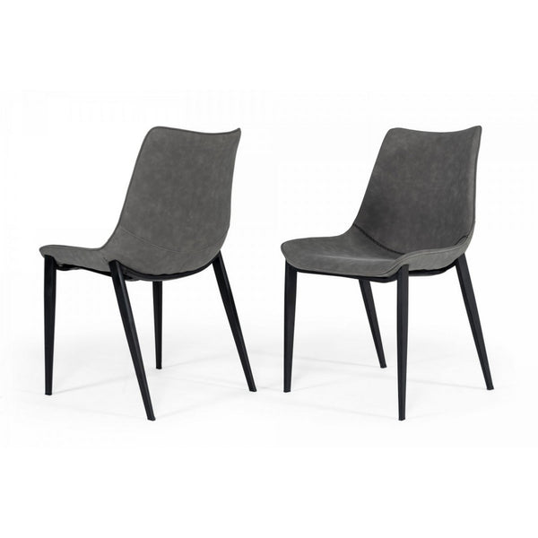 Benzara Gray Counter Leatherette Dining Chair With Angled Tapered Legs Set of Two