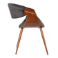 Benzara Gray Curved Back Fabric Dining Chair With Brown Round Tapered Legs