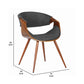 Benzara Gray Curved Back Fabric Dining Chair With Brown Round Tapered Legs