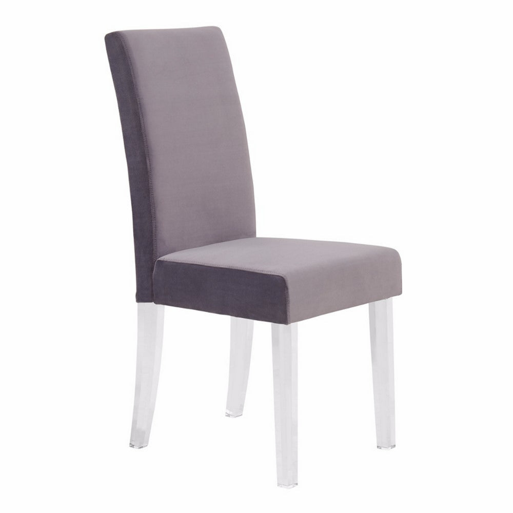 Benzara Gray Curved Back Velvet Upholstered Modern Dining Chair, Set of Two