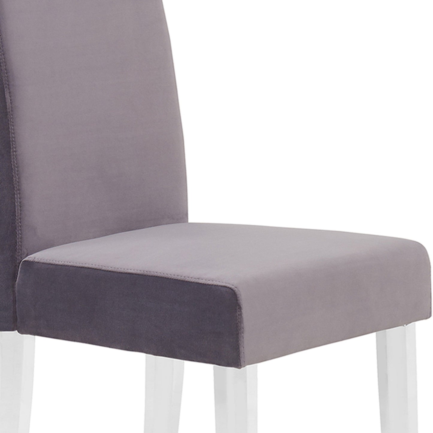 Benzara Gray Curved Back Velvet Upholstered Modern Dining Chair, Set of Two