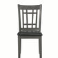 Benzara Gray Cutout Back Wooden Dining Chair With Black Leatherette Seat Set of Two