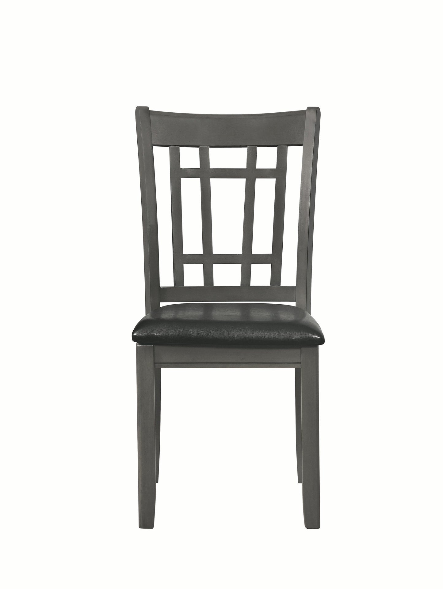 Benzara Gray Cutout Back Wooden Dining Chair With Black Leatherette Seat Set of Two