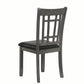 Benzara Gray Cutout Back Wooden Dining Chair With Black Leatherette Seat Set of Two