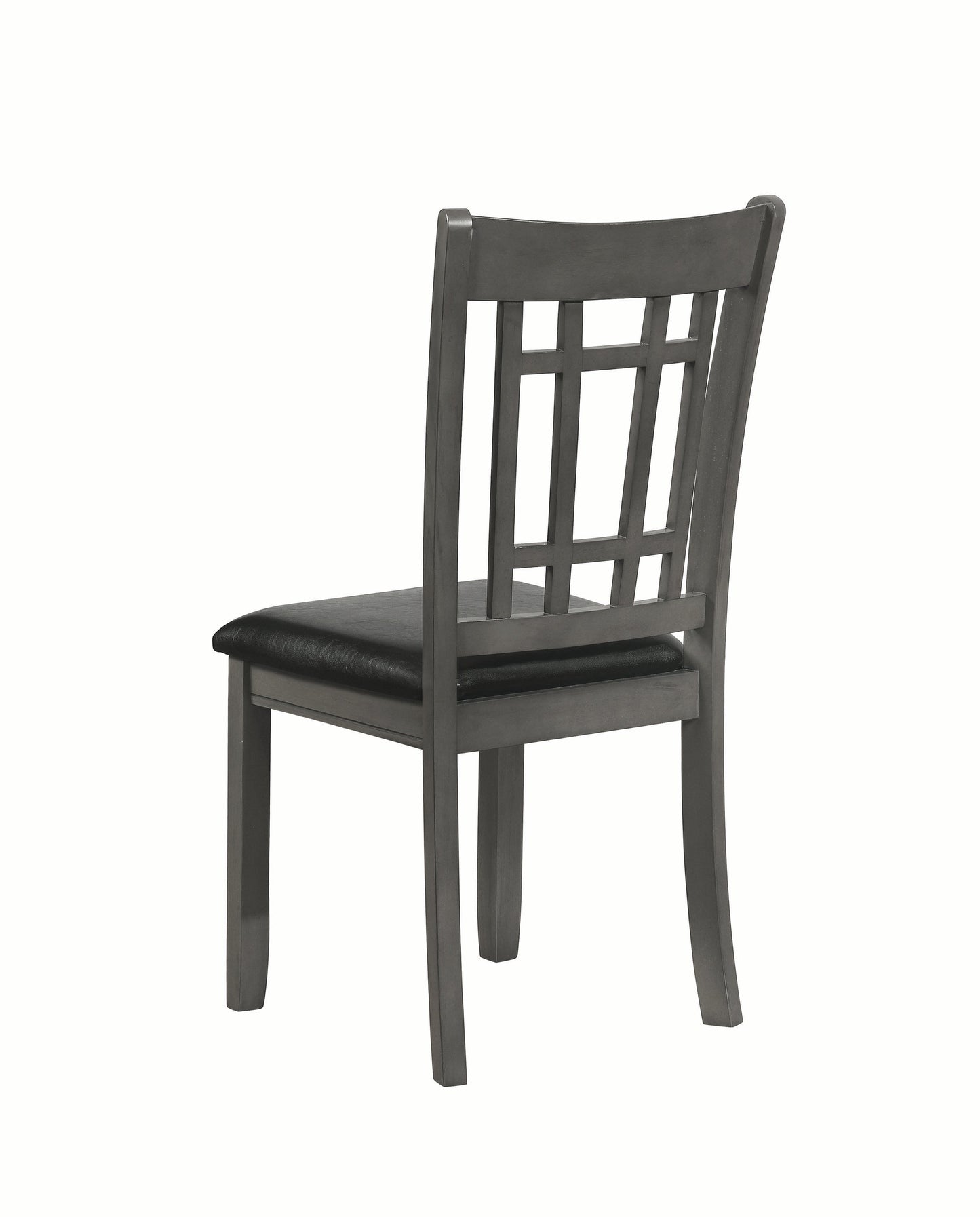 Benzara Gray Cutout Back Wooden Dining Chair With Black Leatherette Seat Set of Two