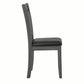 Benzara Gray Cutout Back Wooden Dining Chair With Black Leatherette Seat Set of Two