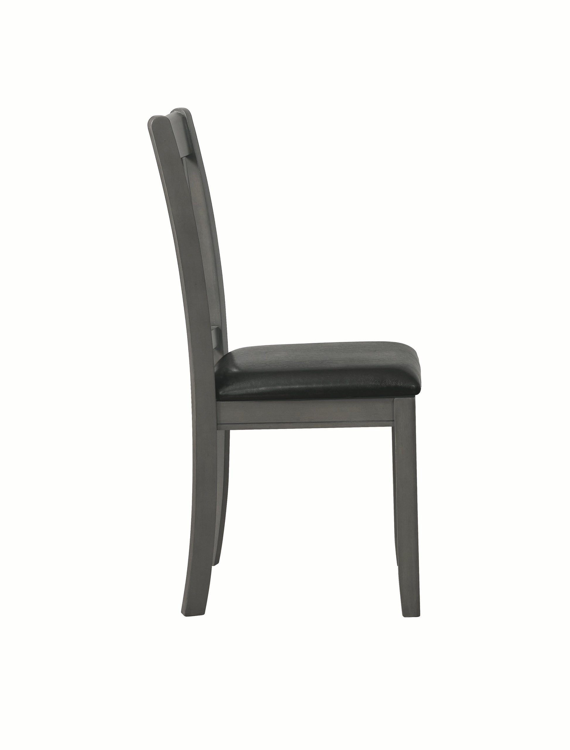 Benzara Gray Cutout Back Wooden Dining Chair With Black Leatherette Seat Set of Two