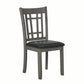 Benzara Gray Cutout Back Wooden Dining Chair With Black Leatherette Seat Set of Two