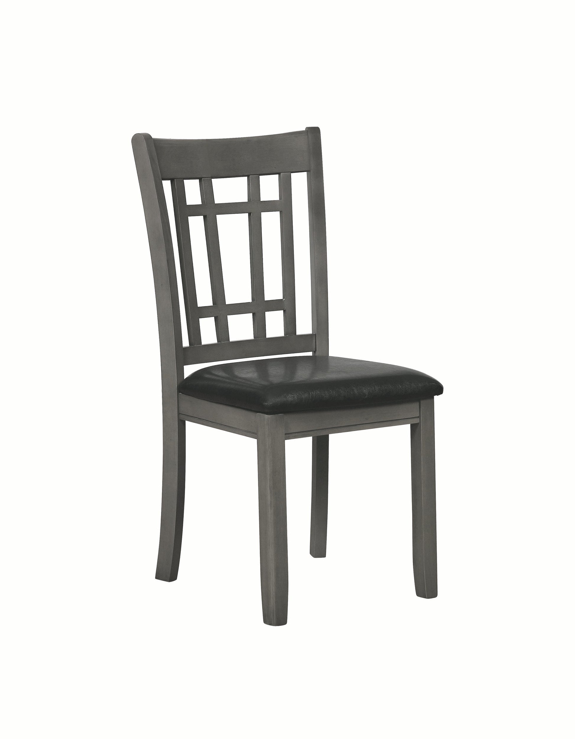 Benzara Gray Cutout Back Wooden Dining Chair With Black Leatherette Seat Set of Two