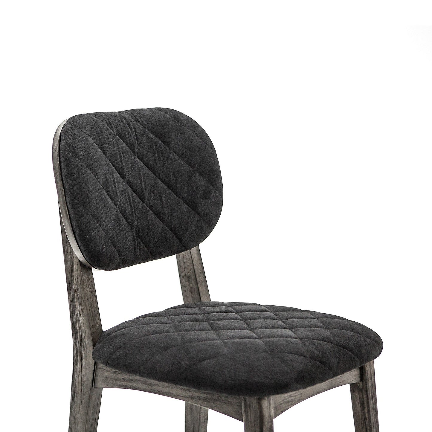 Benzara Gray Diamond Stitched Back And Seat Dining Chair Set of Two