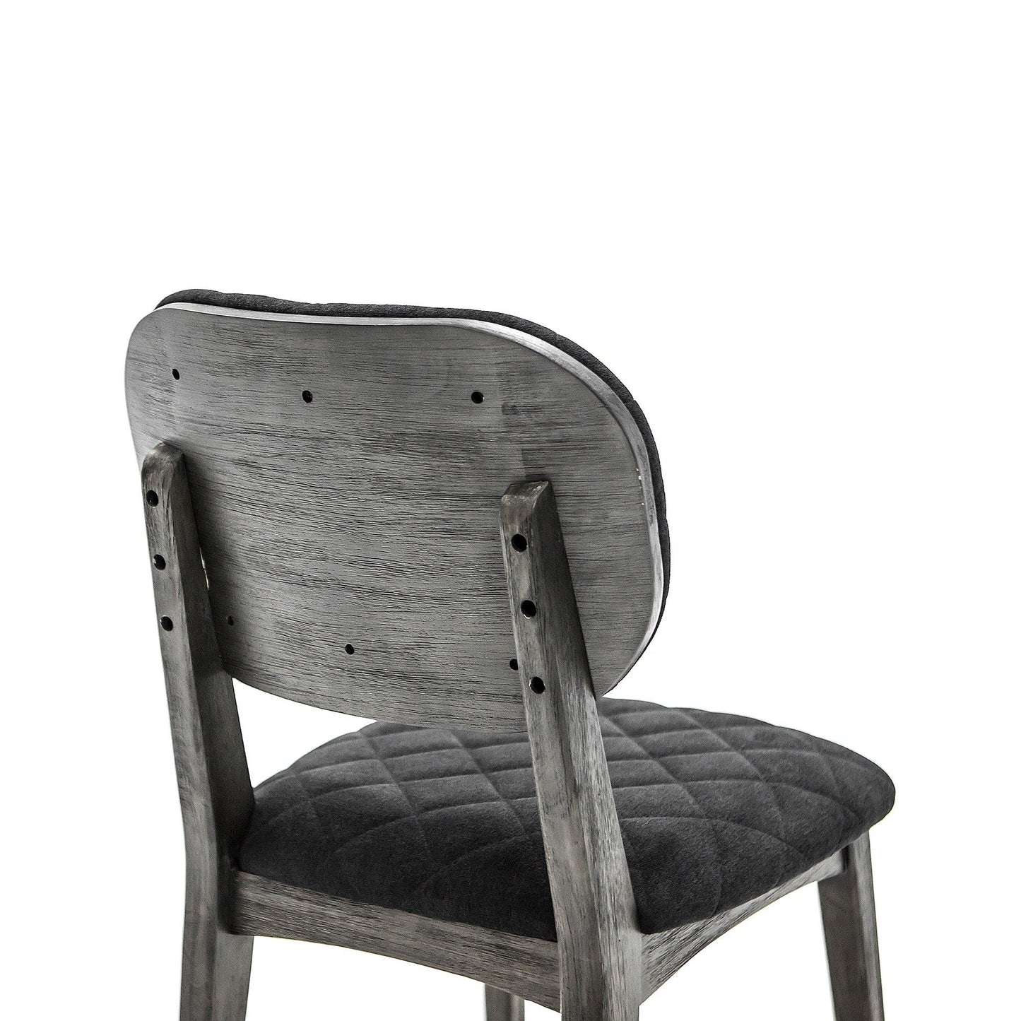 Benzara Gray Diamond Stitched Back And Seat Dining Chair Set of Two