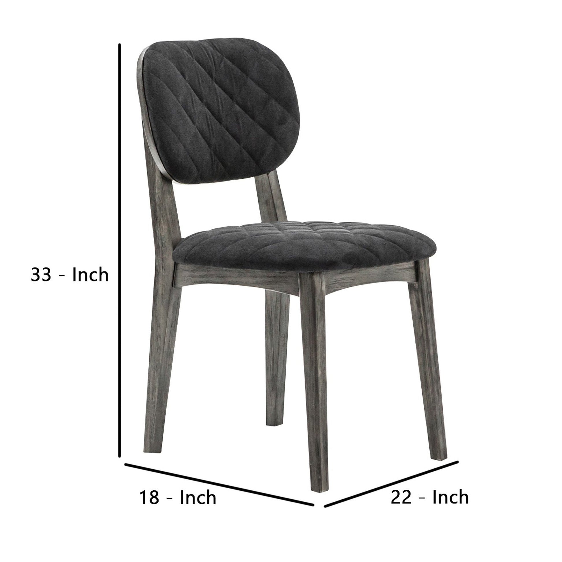 Benzara Gray Diamond Stitched Back And Seat Dining Chair Set of Two