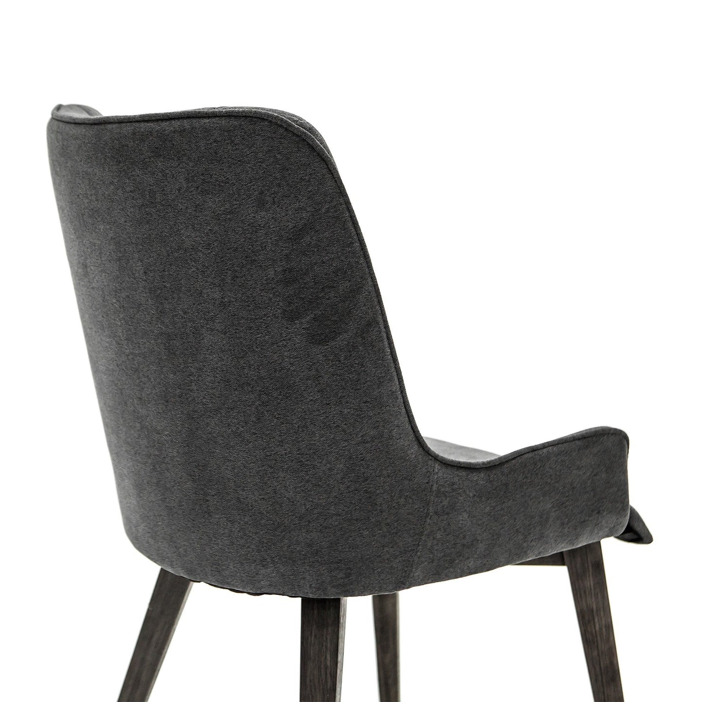 Benzara Gray Diamond Stitched Back Fabric Dining Chair With Curved Arms Set of Two