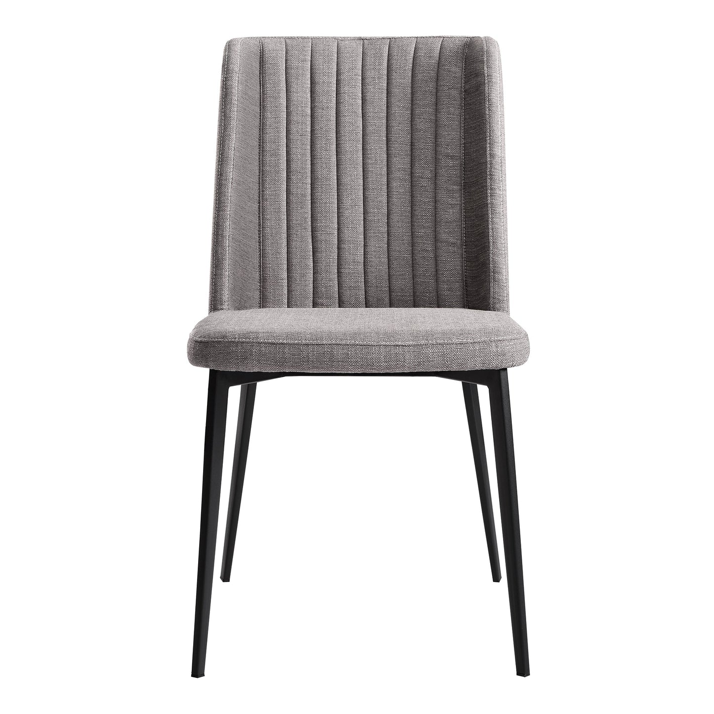 Benzara Gray Fabric Dining Chair With Vertically Stitched Backrest Set of Two