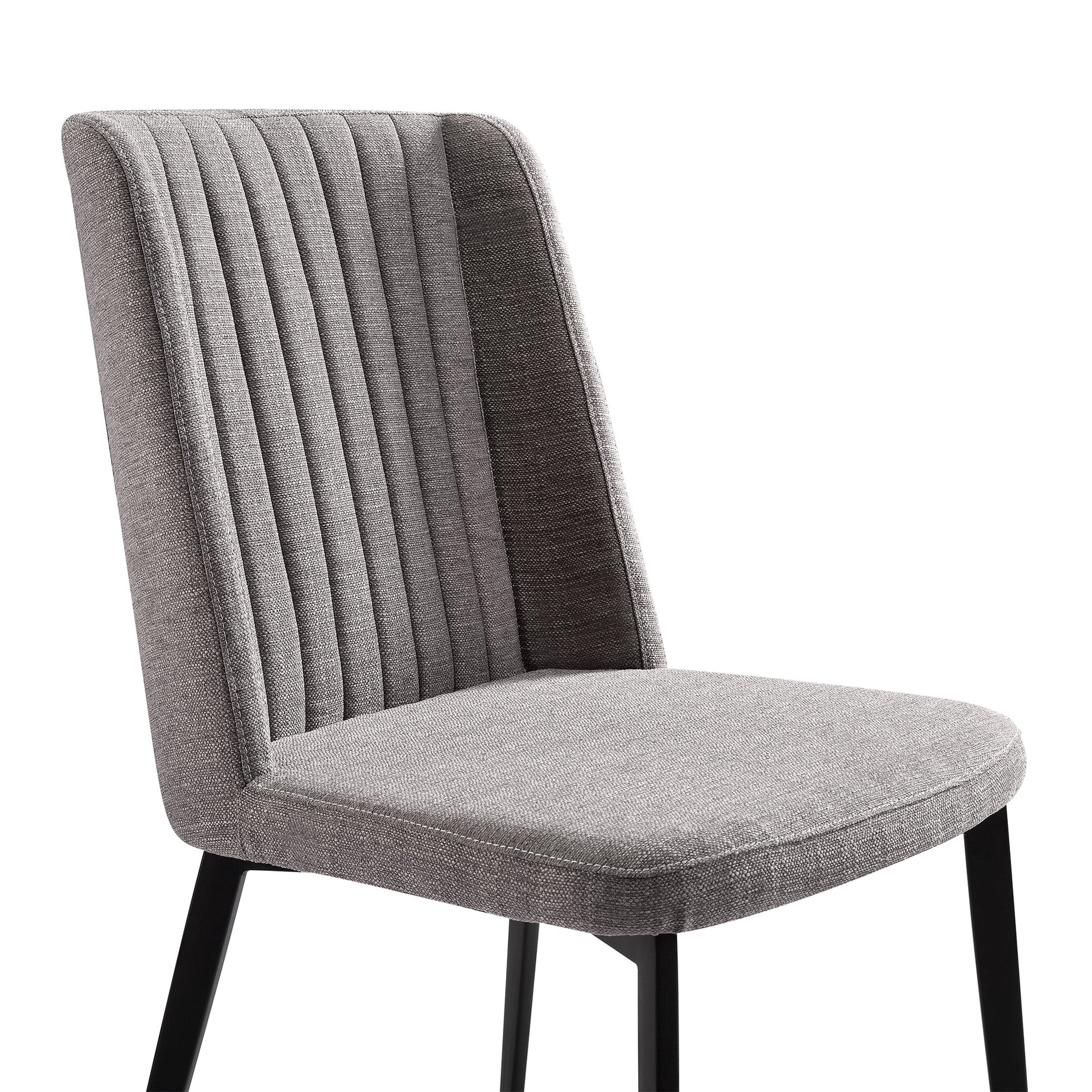 Benzara Gray Fabric Dining Chair With Vertically Stitched Backrest Set of Two