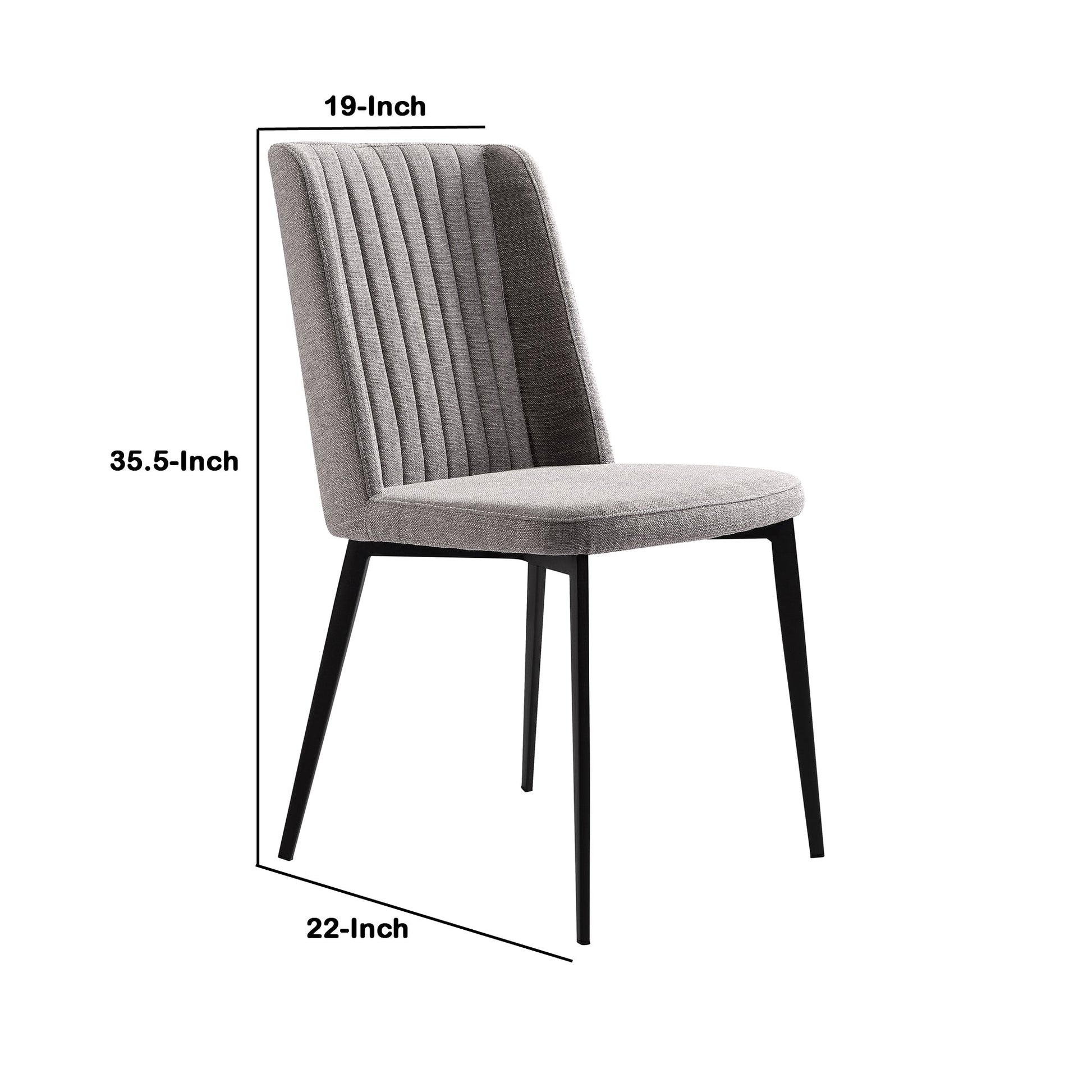 Benzara Gray Fabric Dining Chair With Vertically Stitched Backrest Set of Two