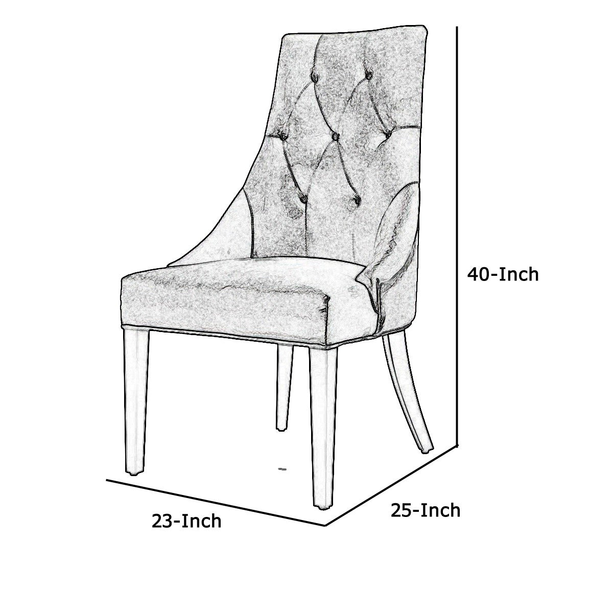 Benzara Gray Fabric Sloped Back Dining Chair With Diamond Tufting Set of Two