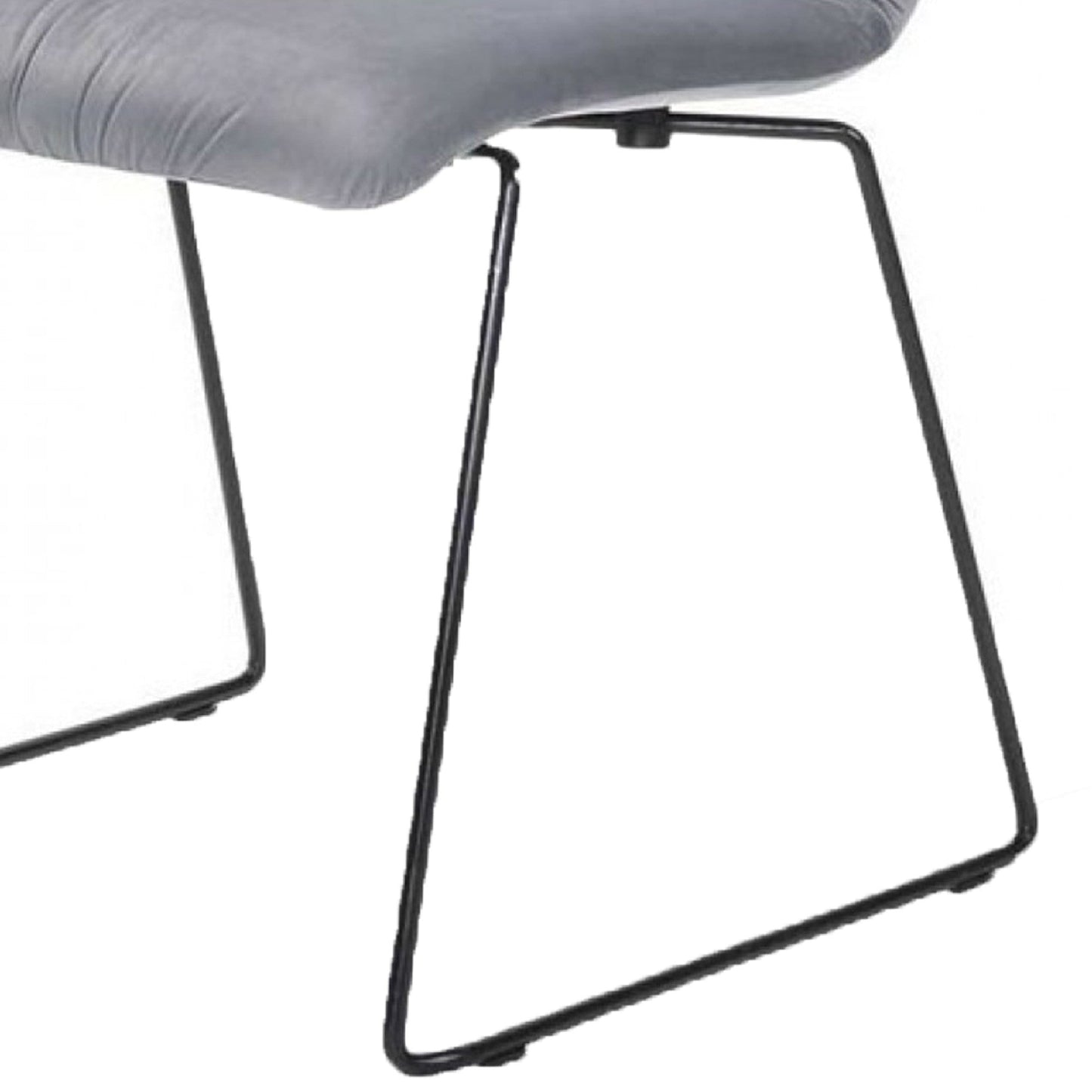 Benzara Gray Fabric Tufted Metal Dining Chair With Sled Legs Support Set of Two