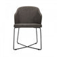 Benzara Gray Fabric Upholstered Dining Chair With Black Metal Legs Set of Two