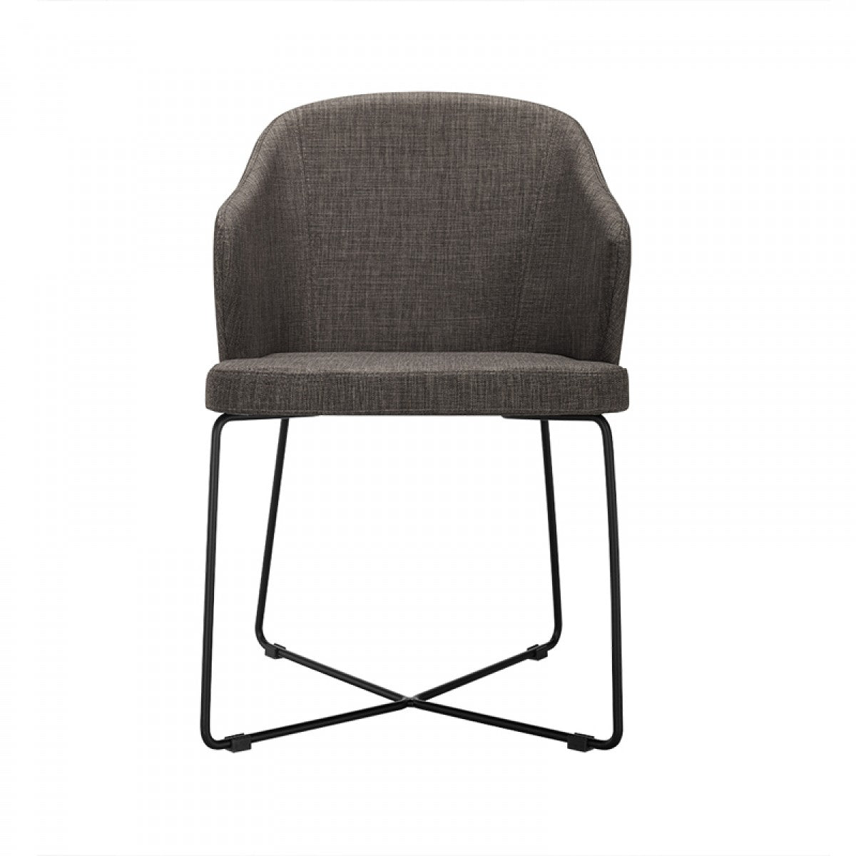 Benzara Gray Fabric Upholstered Dining Chair With Black Metal Legs Set of Two