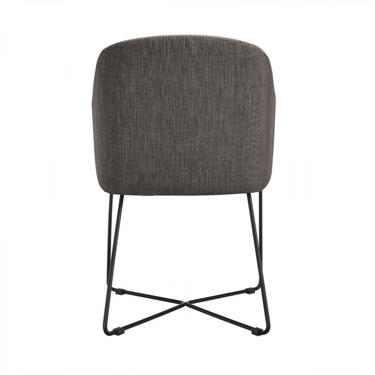 Benzara Gray Fabric Upholstered Dining Chair With Black Metal Legs Set of Two