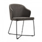 Benzara Gray Fabric Upholstered Dining Chair With Black Metal Legs Set of Two