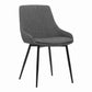 Benzara Gray Fabric Upholstered Dining Chair With Black Metal Legs