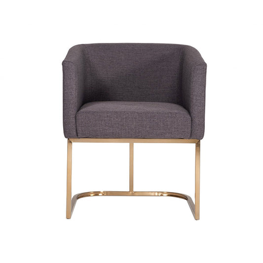 Benzara Gray Fabric Upholstered Dining Chair With Round Cantilever Base