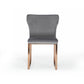 Benzara Gray High Wing Back Metal Armless Dining Chair With Rosegold Sled Base Set of Two