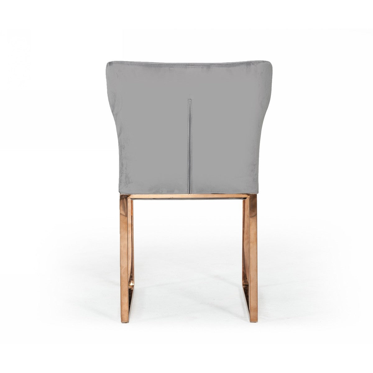 Benzara Gray High Wing Back Metal Armless Dining Chair With Rosegold Sled Base Set of Two