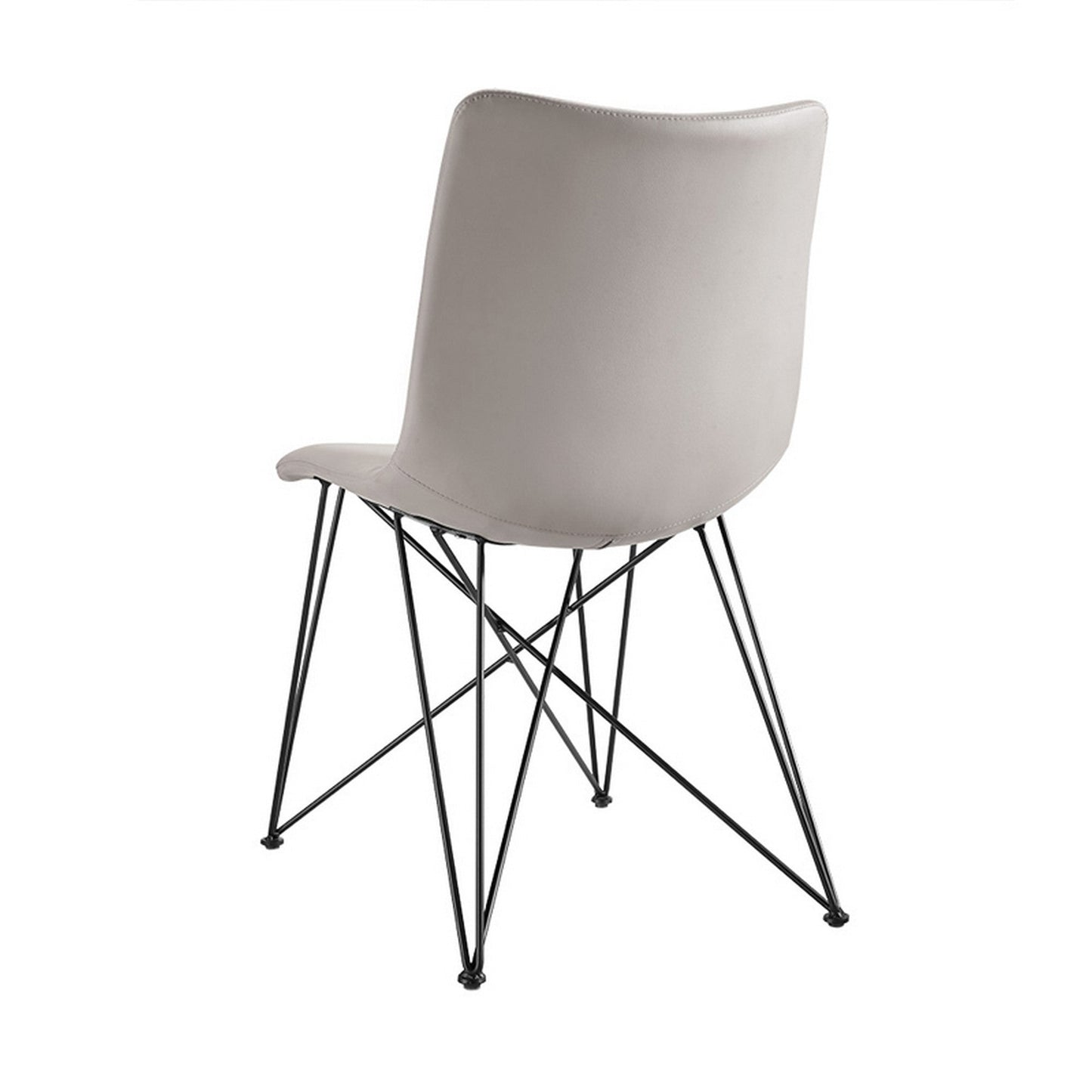 Benzara Gray Leatherette Contoured Dining Chair With Interconnected Legs Set of Two