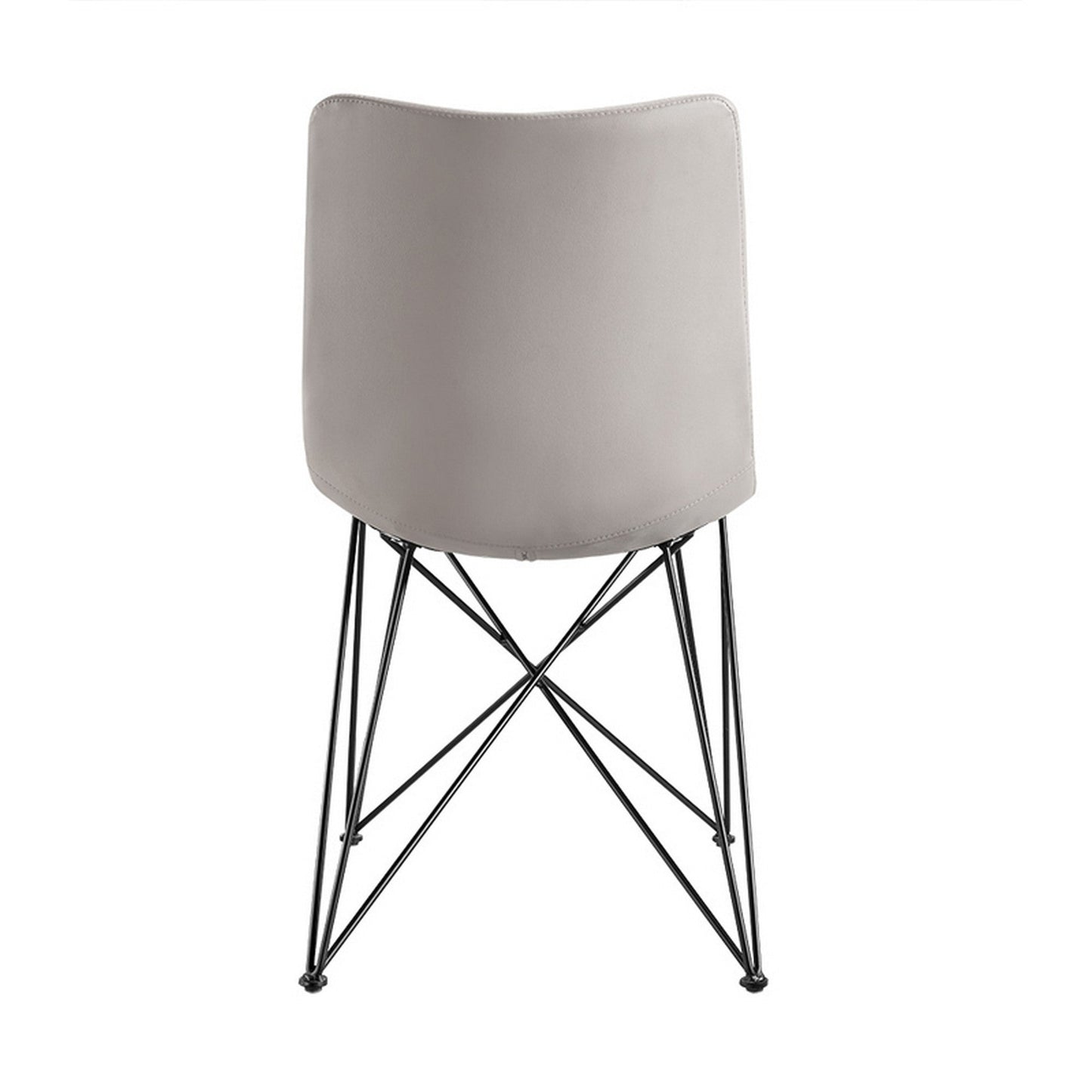 Benzara Gray Leatherette Contoured Dining Chair With Interconnected Legs Set of Two