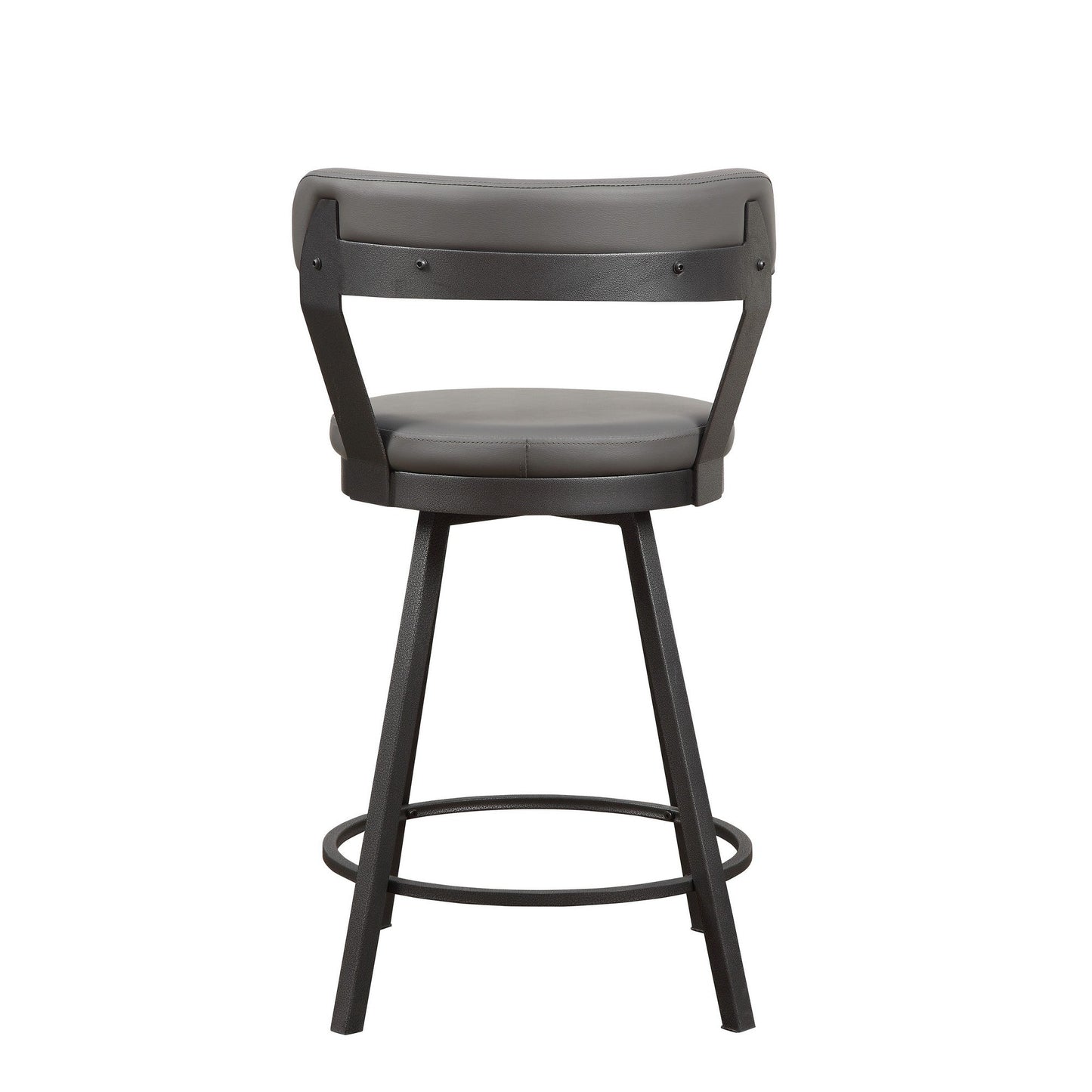 Benzara Gray Leatherette Counter Height Chair With Metal Slanted Legs Set of Two