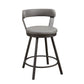 Benzara Gray Leatherette Counter Height Chair With Metal Slanted Legs Set of Two