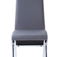 Benzara Gray Leatherette Dining Chair With Chrome Metal Legs Set of Two