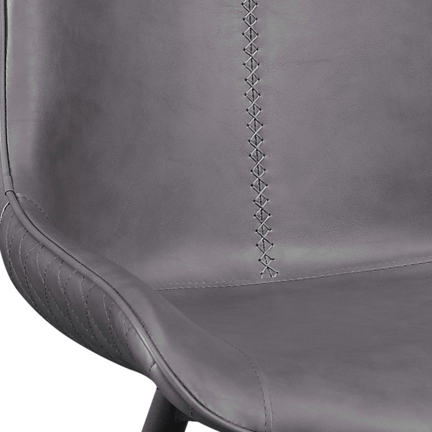 Benzara Gray Leatherette Dining Chair With Diamond Pattern Stitching Set of Two