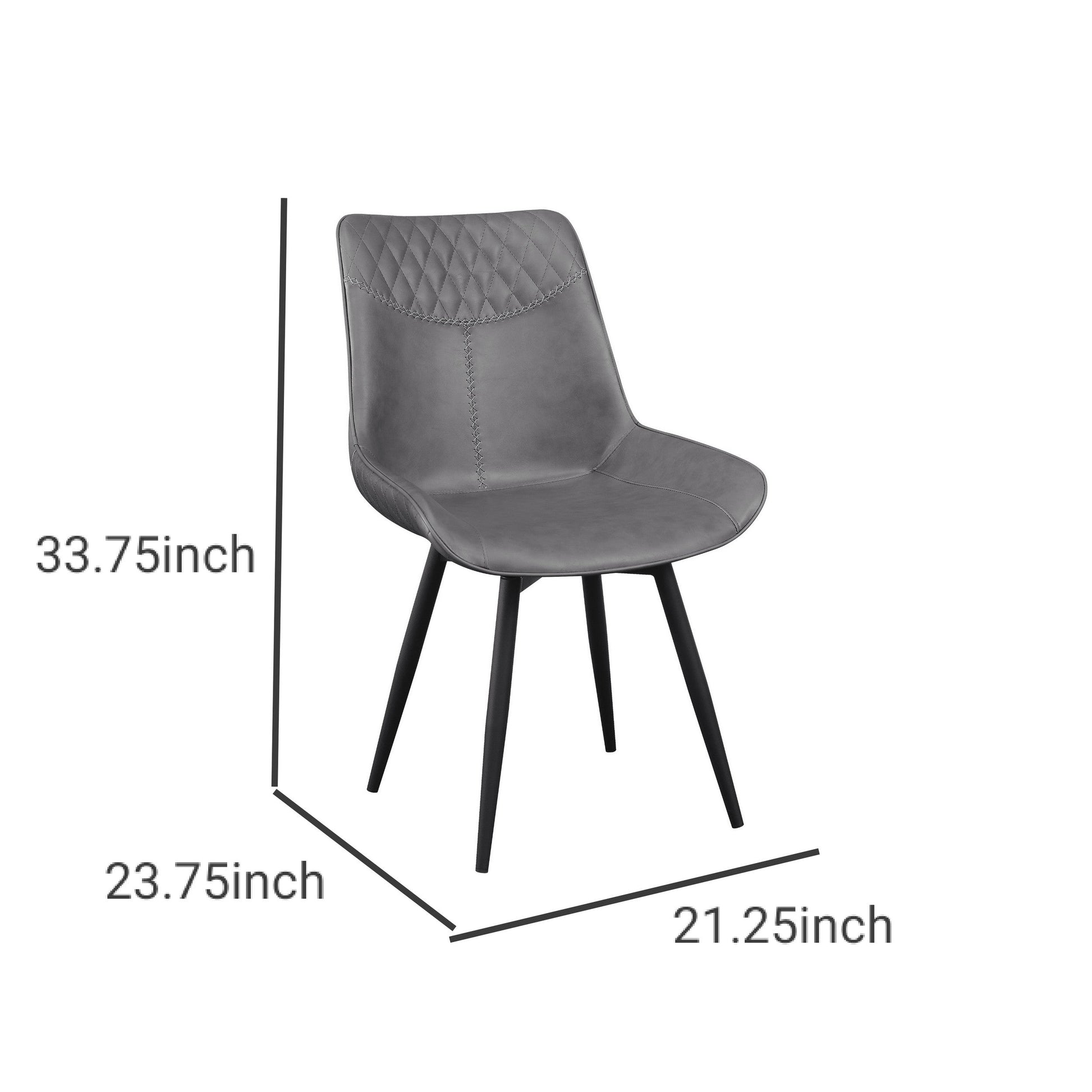 Benzara Gray Leatherette Dining Chair With Diamond Pattern Stitching Set of Two