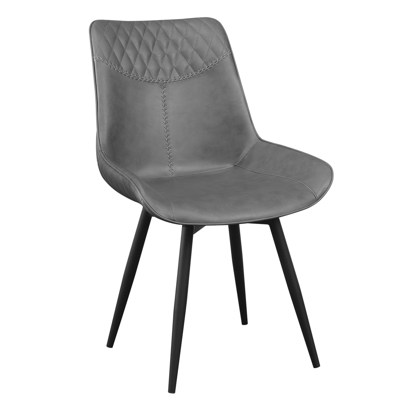 Benzara Gray Leatherette Dining Chair With Diamond Pattern Stitching Set of Two