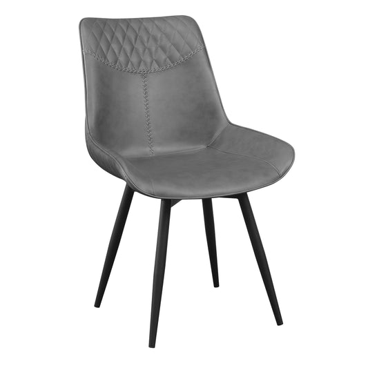 Benzara Gray Leatherette Dining Chair With Diamond Pattern Stitching Set of Two